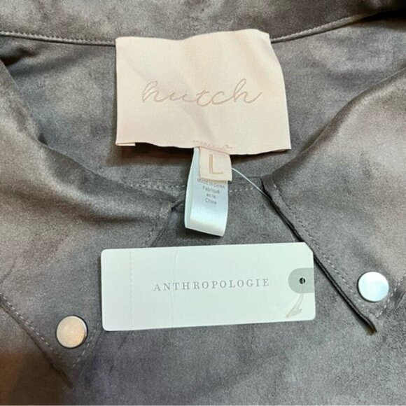 NWT Anthropologie Hutch Faux‎ Brown Suede Moto Jacket Wome Size Large - Picture 11 of 12